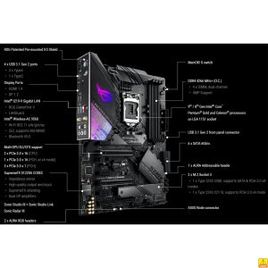 ASUS ROG STRIX Z390-E 게이밍 마더보드 소켓 LGA1151 CPU DDR4 4266(OC) 메모리 칩셋 Z390 ATX 메인보드