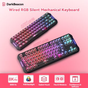 다크비콘 65% 80% 레이아웃 저소음 기계식 컴퓨터 키보드 68키 87키 컴팩트 유선 USB 키보드 PC 게임용 업무용