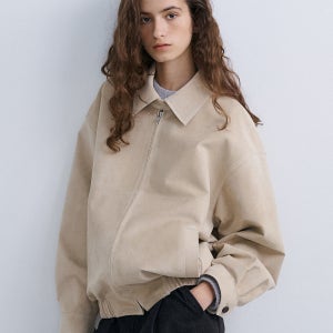 [에핑글러] SUEDE BOMBER JACKET - ASH BEIGE LEATHER