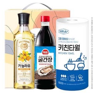 해표 카놀라유 굴간장 롤타입키친타올 3종 선물세트 기업판촉물 인쇄기념품 물품제작 사은품