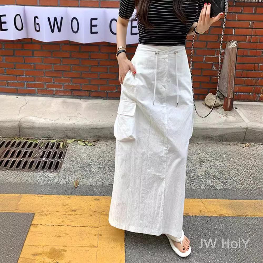 바스락 카고 포켓 롱스커트