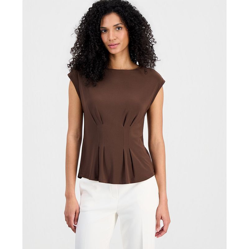 앤클라인 보트넥 스트럭처드 웨이스트 탑 여성 Women s Boat Neck Structured Waist Top 26391124 Dark Chocolate 155953713