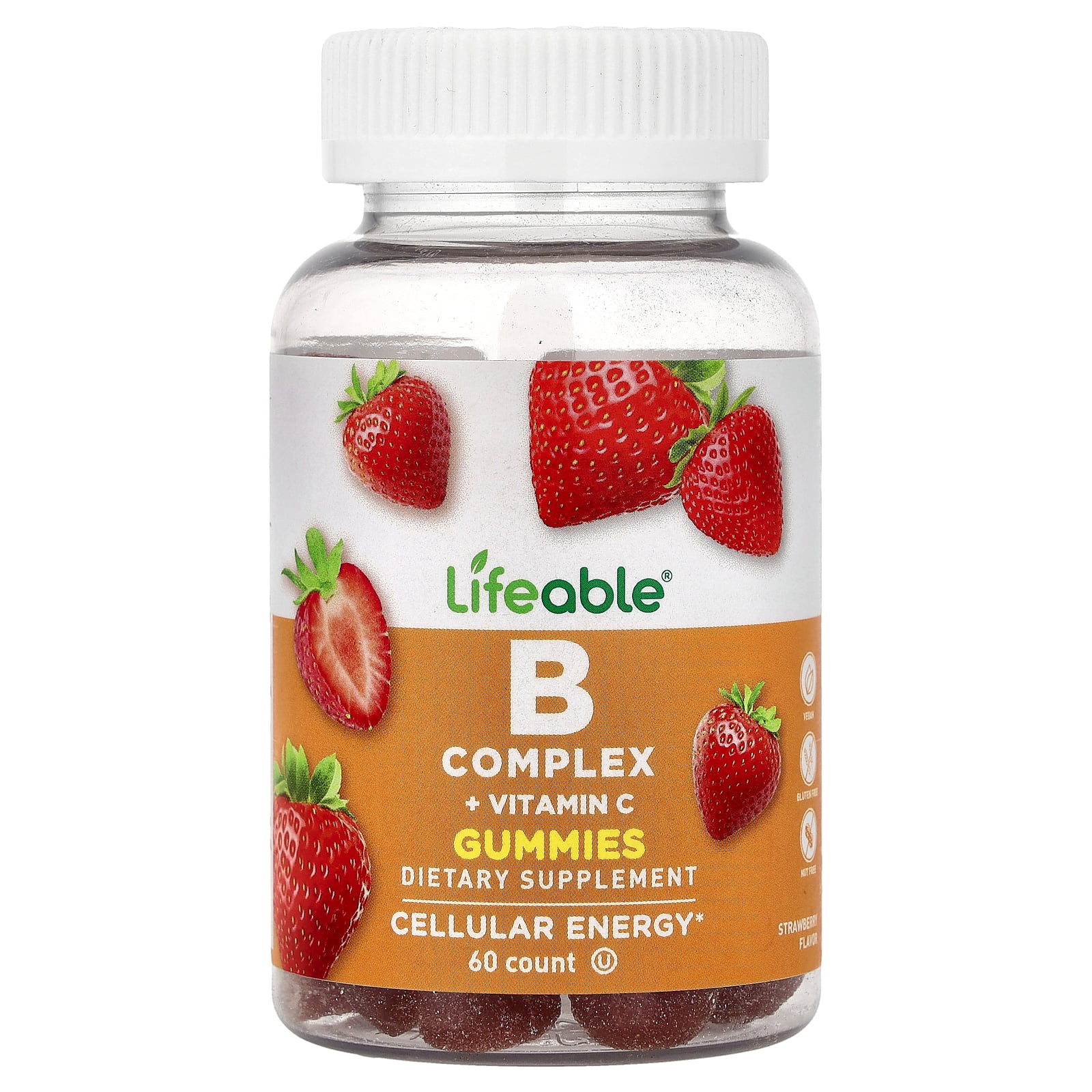 Lifeable 라이프어블 <b>B 콤플렉스</b> <b>비타민</b> C <b>스트로베리 60 구미</b> 보충제