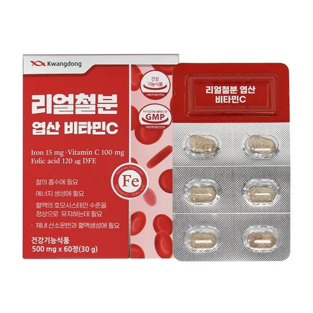 임산부 철분 비헴철 헤모글로민 엽산 비타민C 영양제 60정 1개