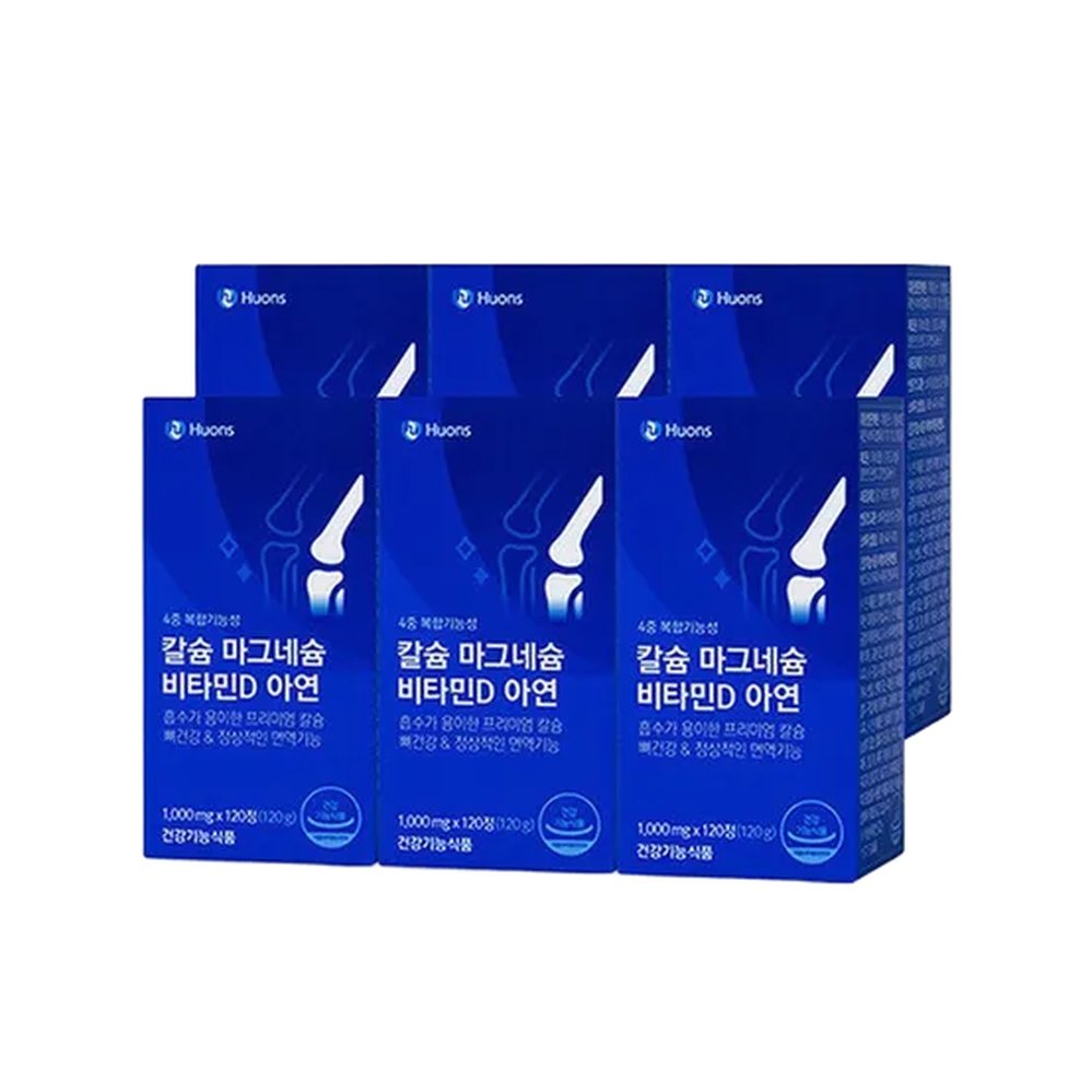 휴온스 여성 필수 마그네슘 칼슘 아연 비타민D 월분 12개 1000mg 120정 6박스