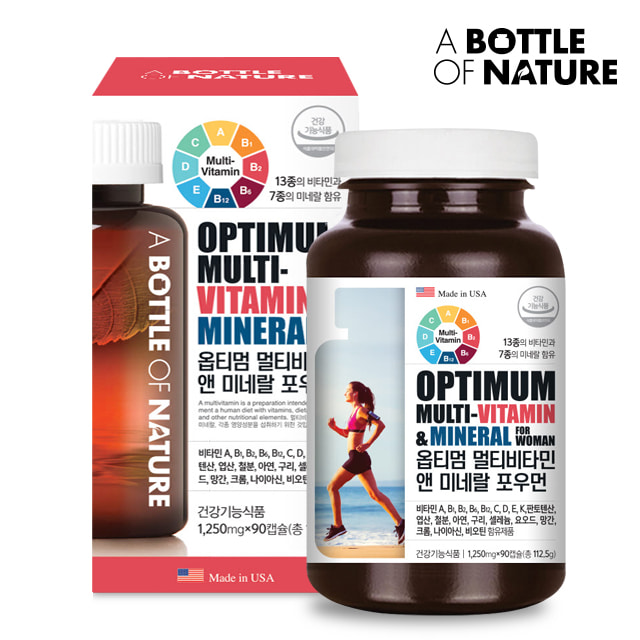 어바틀 옵티멈 멀티비타민 앤 미네랄 포우먼 1250mg x 90캡슐 여성 종합영양제 1개 90정