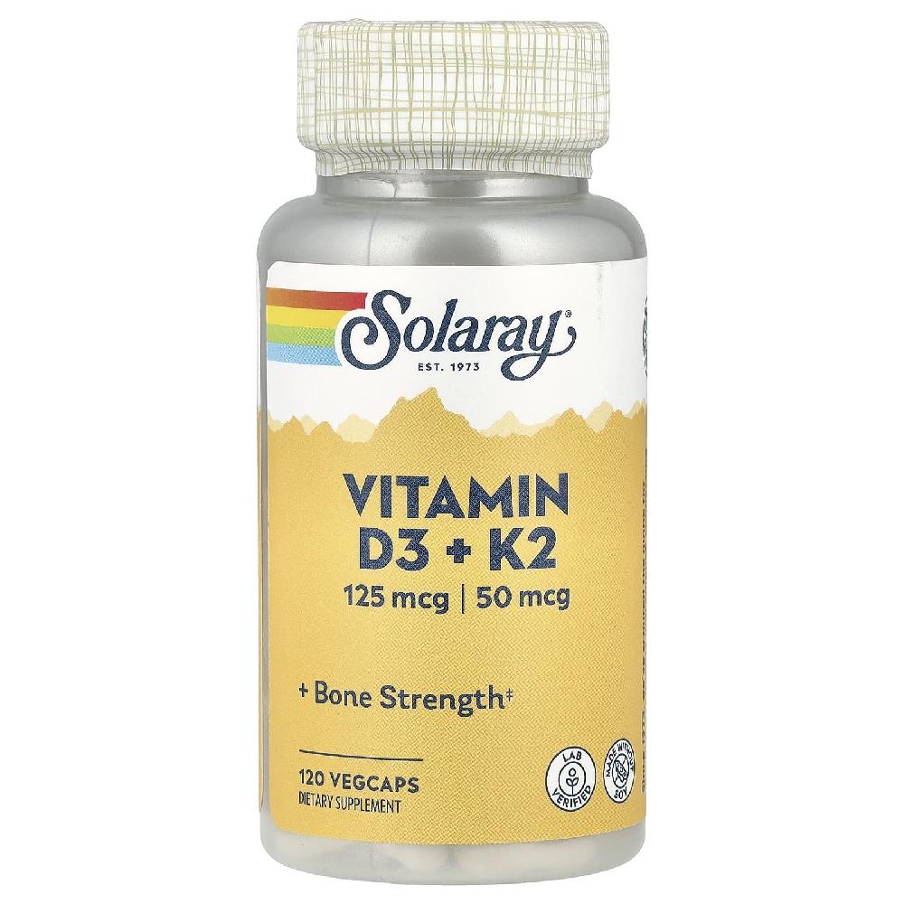 솔라레이 비타민D3 Vitamin 5000IU K2 칼슘 인 대두 무함유 캡슐 120정