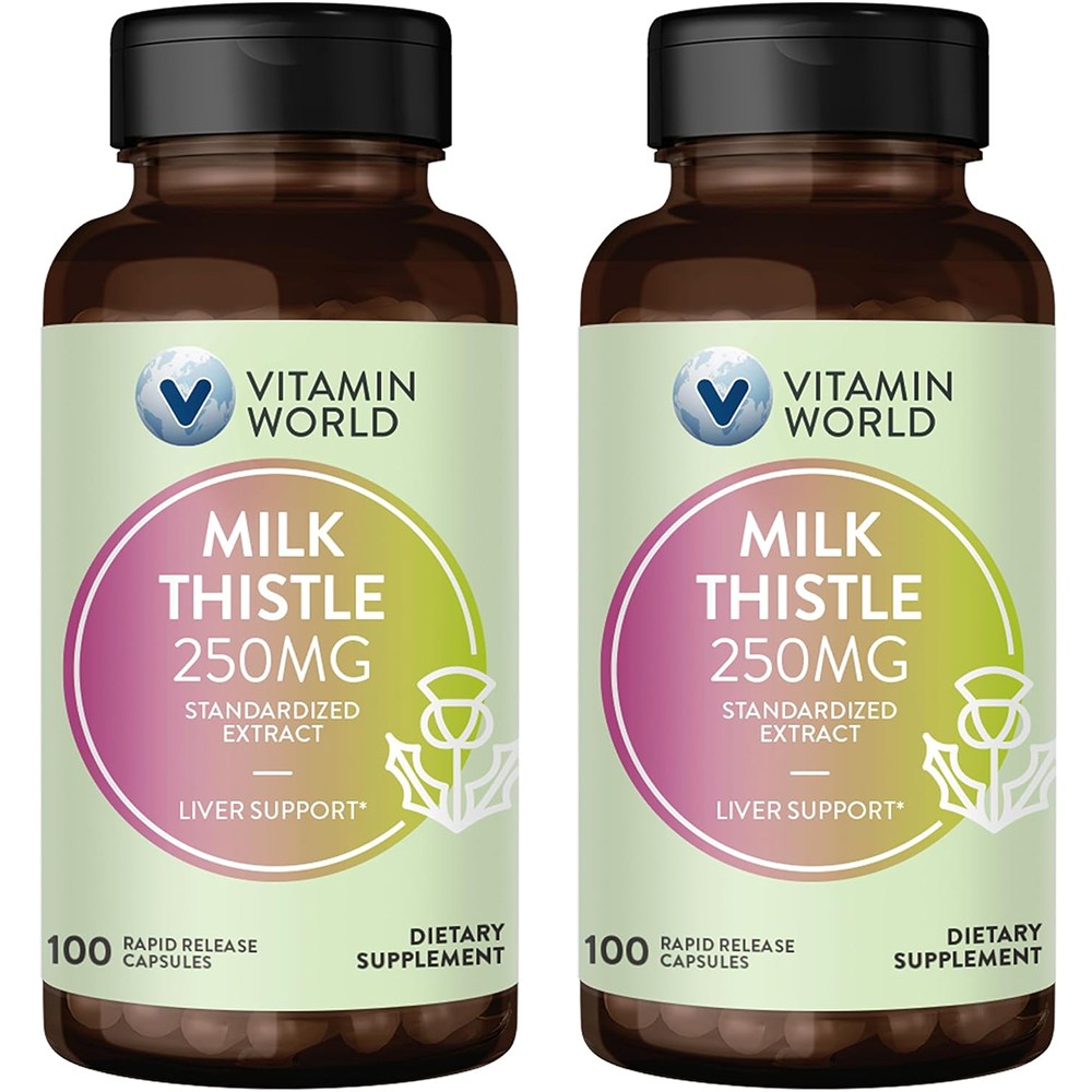 비타민월드 밀크시슬 밀크씨슬 실리마린 250mg 100캡슐 2개 100정