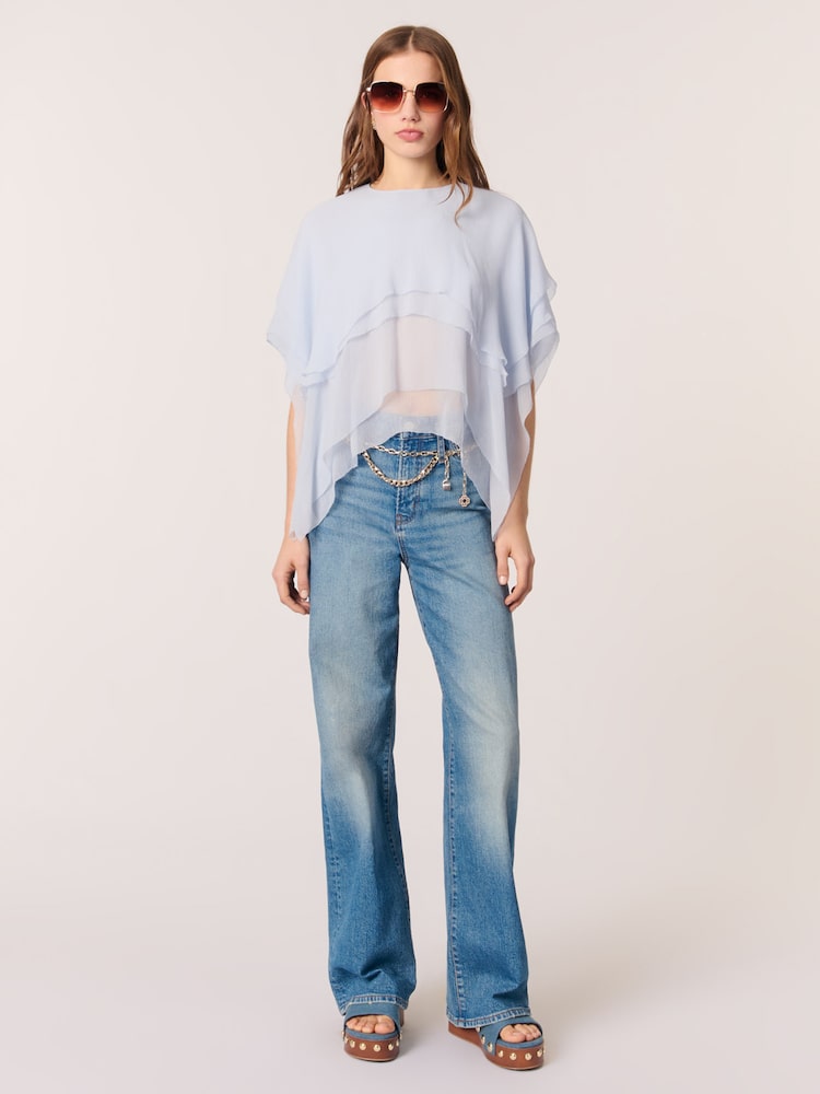 [마쥬] Ruffled Chiffon Top - Blue Sky 파란색 MJ5360S12P