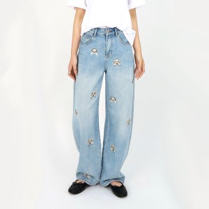 자체 제작 퍼피 자수 커브드 데님 26225 여성청바지, ur.fit (얼핏)