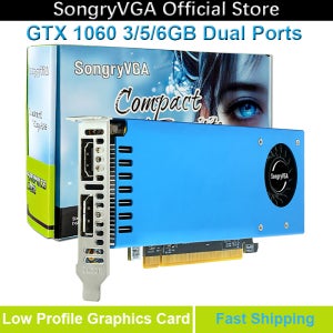 SongryVGA GTX 1060 3/5/6GB 로우 프로파일 그래픽 카드, GDDR5 PCIe 3.0 x16 192비트 HDMI DP 출력 호환 SFF/Thin ITX/HTPC 