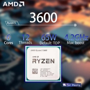 AMD 라이젠 5 R5 3600 3.6GHz~4.2GHz 6코어 12스레드 CPU 프로세서 LGA AM4 프로세서 65W L3=32M CPU