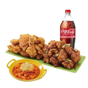 [노랑통닭] (순살/뼈)반반치킨(후라이드/깐풍)+떡볶이+콜라1.25L