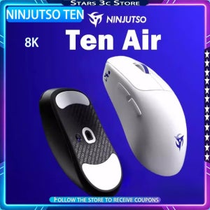 NINJUTSO TEN AIR 무선 마우스 8K 리턴 레이트 ESS 내부 골격 지원 경량 및 낮은 지연율 게이밍 마우스 게이머 선물