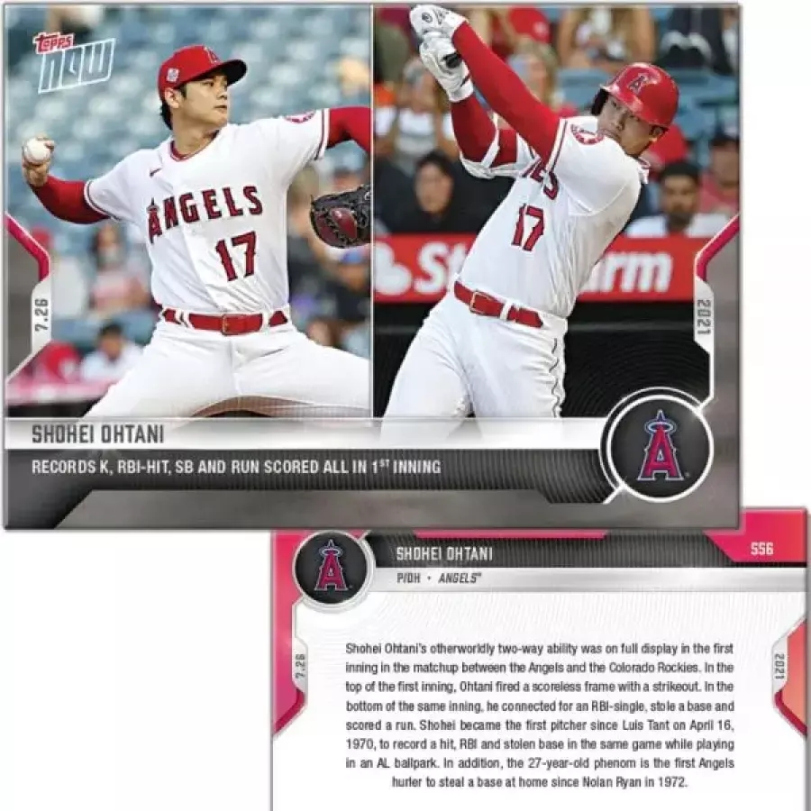 오타니 쇼헤이 556 MLB 두 검 도루 한 이닝 타격 기록 카드 상품 2021 탑스 나우 선수 2753572