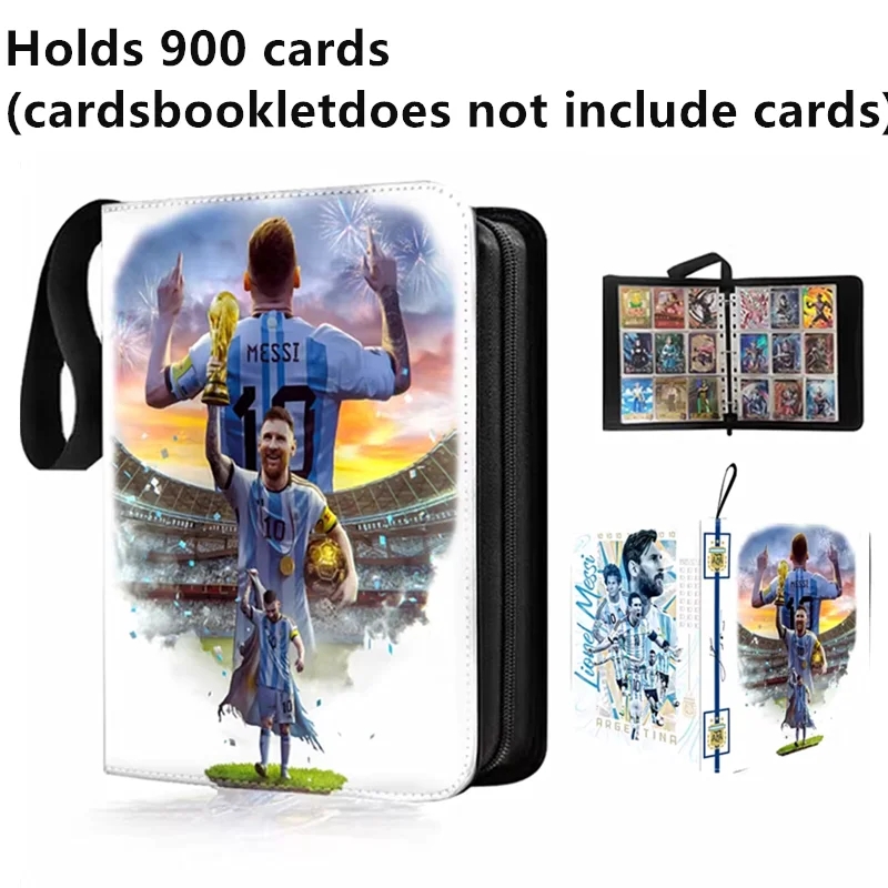 400/900장 축구 스타 호날두 메시 음바페 카드 앨범 북 폴더 4/9 TCG 카드 슬롯 컬렉션 지퍼 카드 바인더  35 E-hold 900 cards