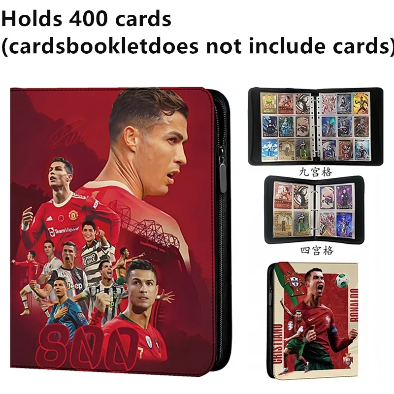 400/900장 축구 스타 호날두 메시 음바페 카드 앨범 북 폴더 4/9 TCG 카드 슬롯 컬렉션 지퍼 카드 바인더  30 C-hold 400 cards