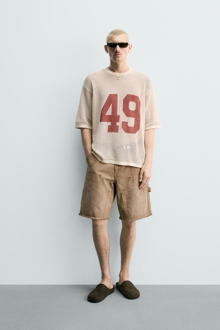 자라 메쉬 니트 티셔츠 숫자 NUMBER MESH KNIT T SHIRT 522632461 156116564