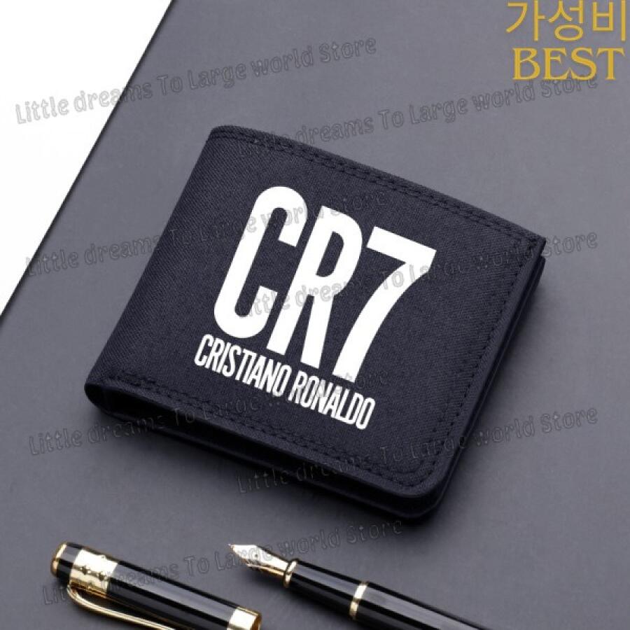 크리스티아누 호날두 지갑 남성용 접이식 짧은 CR7 ID 카드 홀더 소년 동전 사진 보관 케이스 캔버스 생일