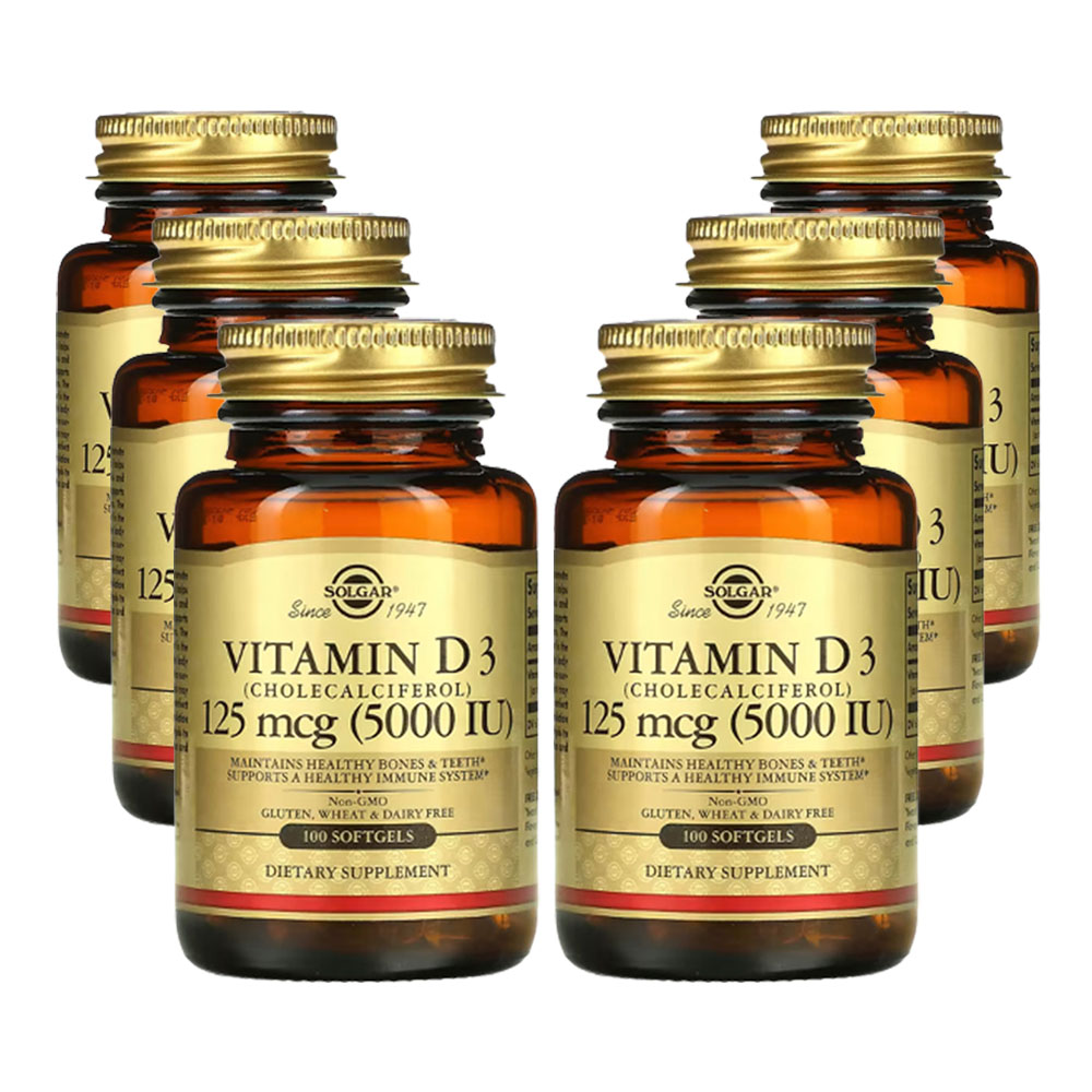 솔가 비타민 D3(콜레칼시페롤) 125mcg(5 000IU) 소프트젤 100정 6개