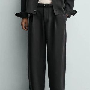 자라 플리츠 릴렉스핏 팬츠 7484/736/800 BLACK