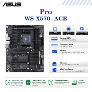 ASUS Pro WS X570-ACE 마더보드 소켓 AM4 CPU DDR4 4400(O.C) 메모리 칩셋 X570 ATX 메인보드