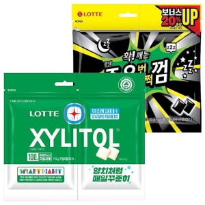 롯데 자일리톨 오리지날 115g 리필 1개+졸음번쩍껌 105g 리필 1개
