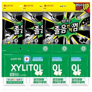롯데 자일리톨 오리지날 115g 리필 3개+졸음번쩍껌 105g 리필 3개
