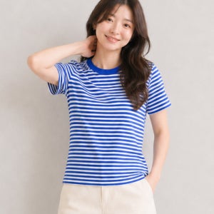 [에이던엠] SLUB STRIPE CROP T COBALT BLUE AM26SUTRG9CB