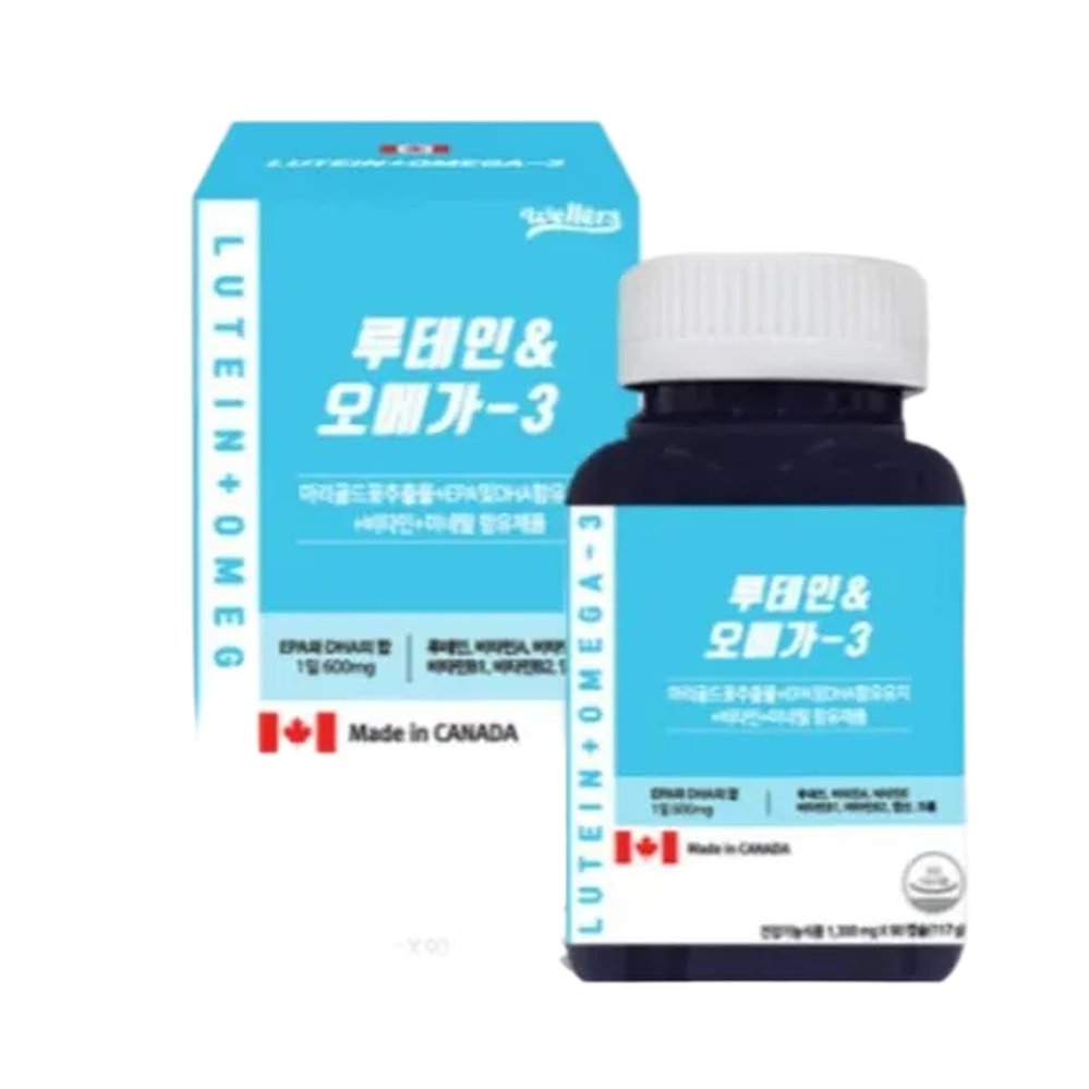 웰러스 루테인 오메가3 눈 안구 1300mg 90캡슐 1개 90정