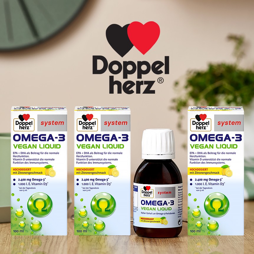 도펠헤르츠 액상 오메가3 x3병(300ml) 비건 +비타민D 식물성 리퀴드 EPA DHA 300ml