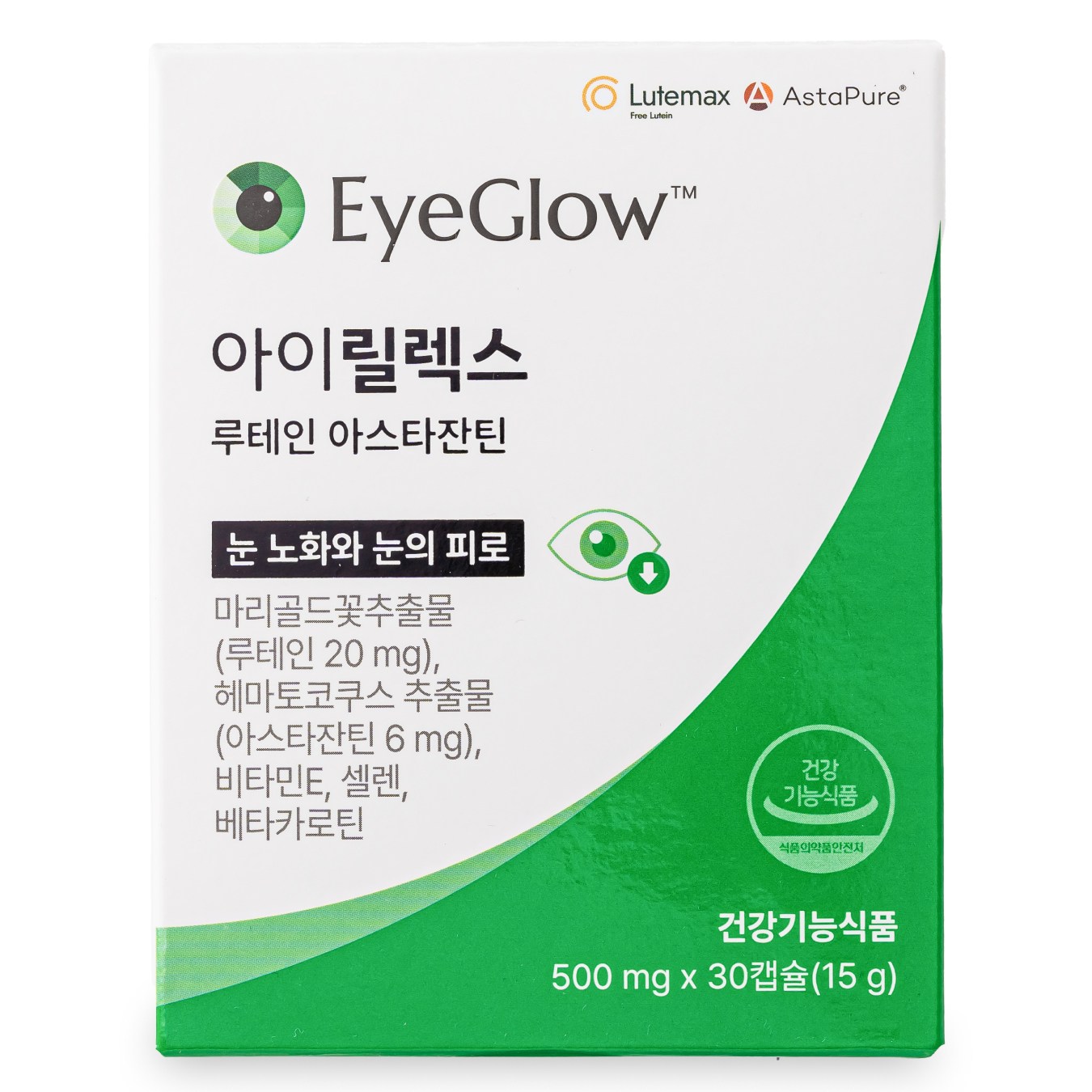 아이릴렉스 루테인 20mg 아스타잔틴 6mg (밀토제놀 120mg 부원료 함유) 1박스 30정