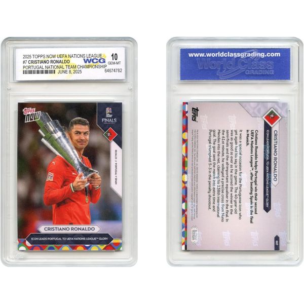 2025년 최고의 UEFA 축구 크리스티아누 호날두 포르투갈 팀 챔피언십 카드 7 GEMMint 10 등급  2025년 최고의 UEFA 축구 크리스티아누 호날두 포