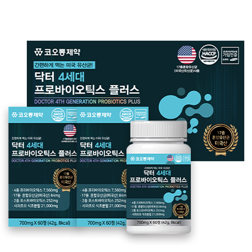 코오롱제약 닥터 4세대 프로바이오틱스 플러스 42g 3개 60정