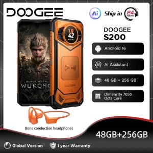 글로벌 버전 DOOGEE S200 러기드 폰 48GB 256GB 6.72인치 120Hz 1.32인치 후면 디스플레이 디멘시티 7050 100MP 카메라 10100mAh NFC