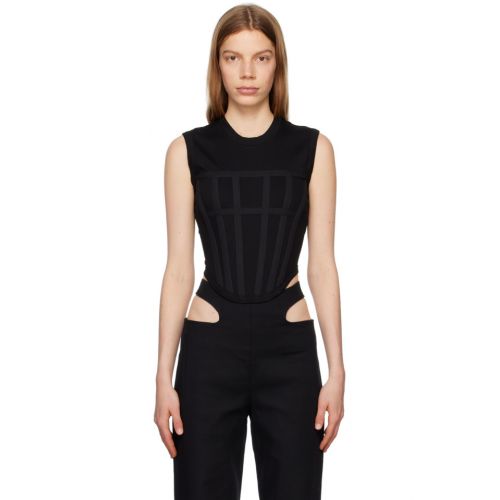 DION LEE [디온리]Black Corset Tank Top 232417F111030