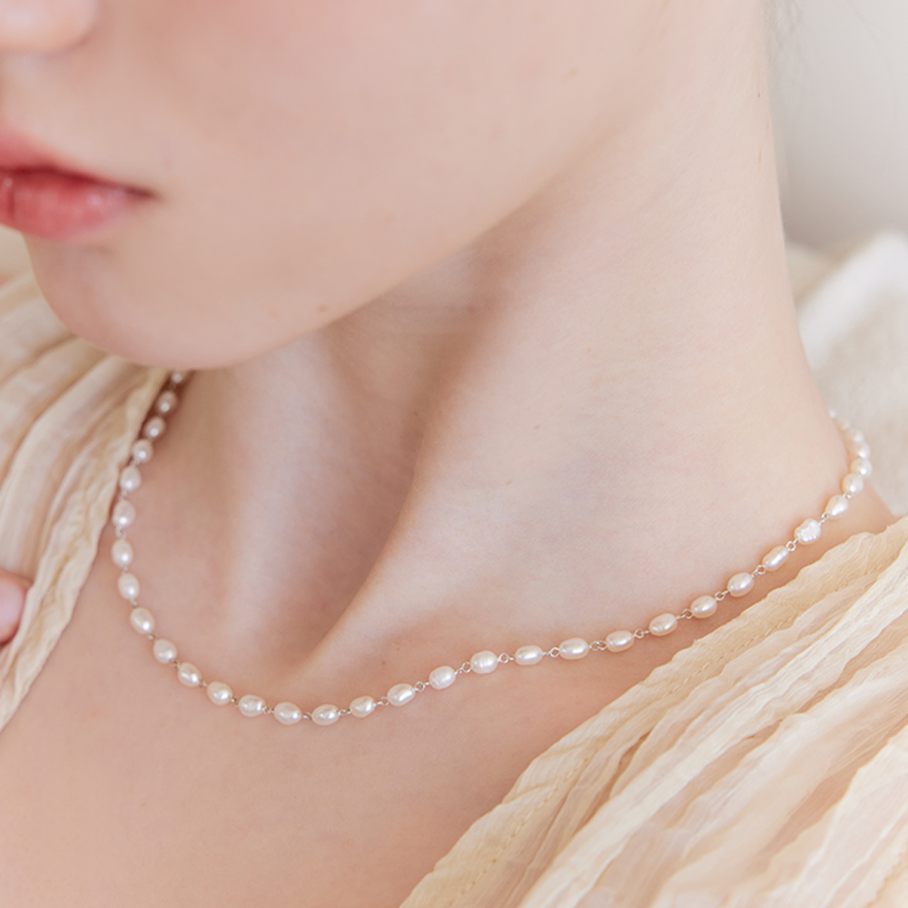 [르웨] [6mm+10mm 진주귀걸이 증정]_Fresh pearl tail necklace