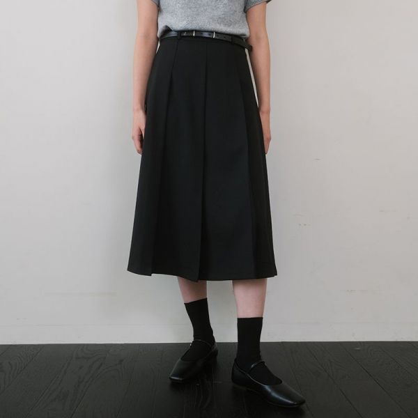 라미네즈 Wool Blend Pleats Skirt