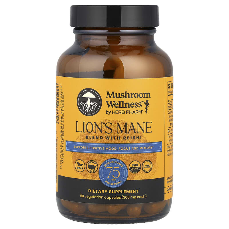 Herb Pharm Mushroom Wellness 영지버섯 함유 노루궁뎅이<b>버섯 혼합물</b>