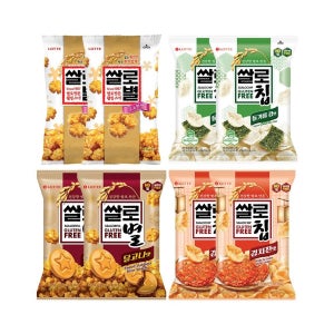 [롯데백화점] 롯데웰푸드 쌀로별 달고나x2+쌀로칩 김치전x2+쌀로별 오리지널x2+쌀로별 들기름 김맛x2 LE1221761596