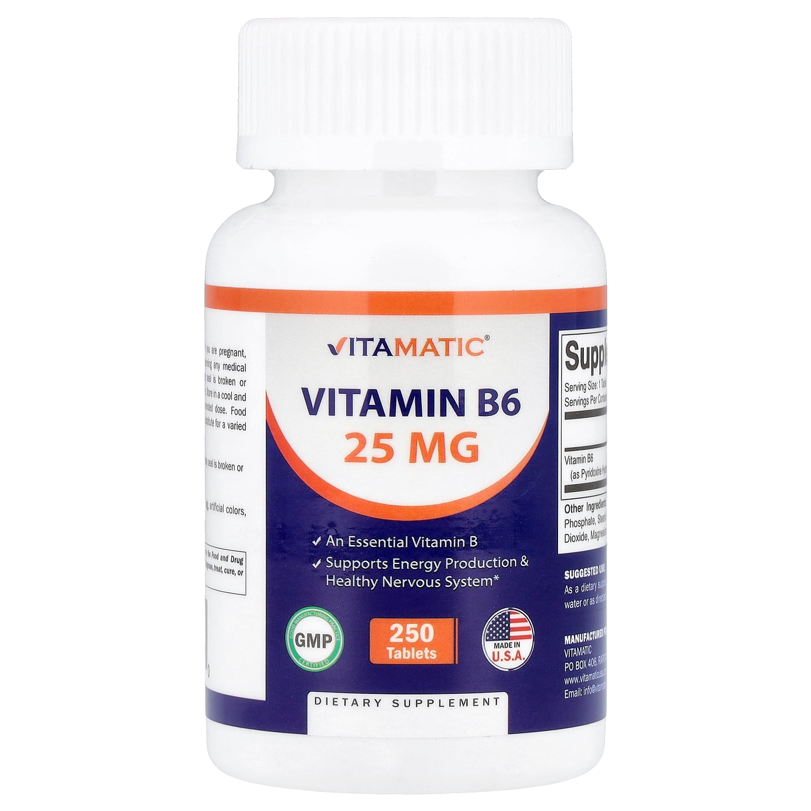 Vitamatic 바이타매틱 비타민 B6 25mg 250 정 보충제 Vitamatic 바이타매틱 비타민 B6 25mg 25