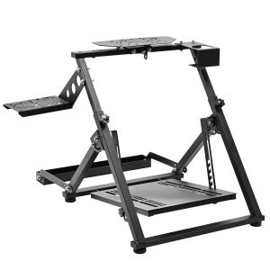 마라다 스티어링 휠 스탠드 시트 슬롯 컵 홀더 포함, 로지텍 스러스트마스터 모자 G27 G29 T248 T300RS R5 호환, 조절 가능 접이식 레이싱 스탠드, 휠 페달