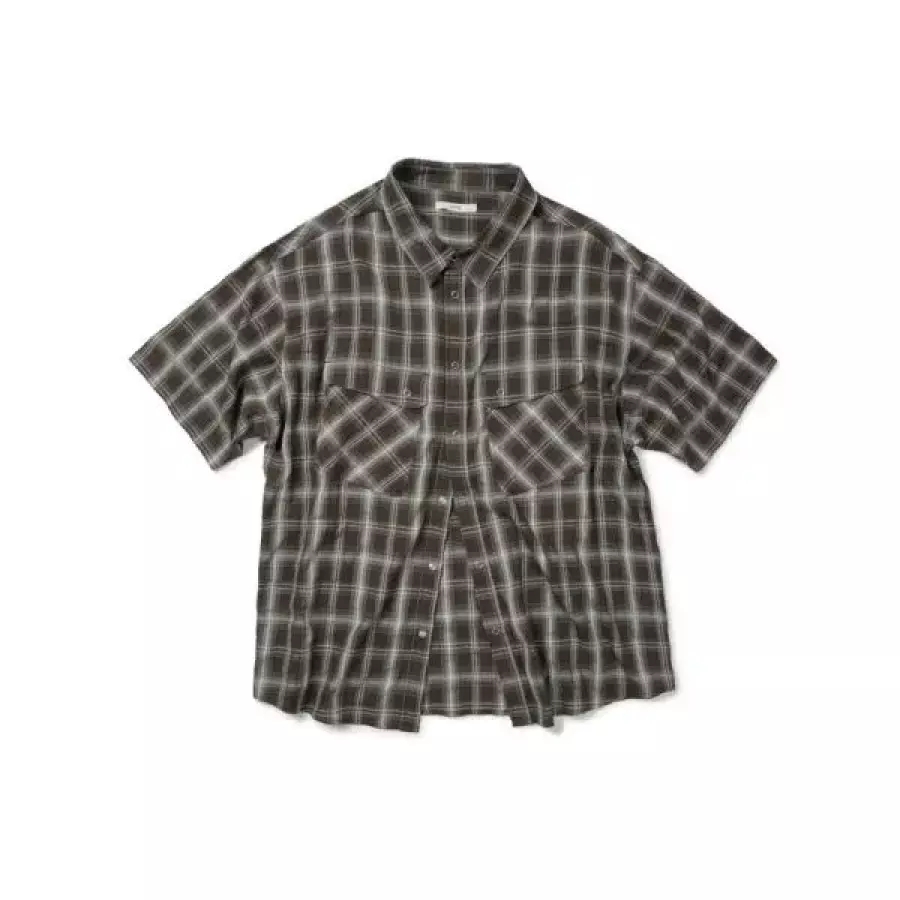 이티씨이 ETCE TWO POCKET CHECK HALF SHIRT BROWN