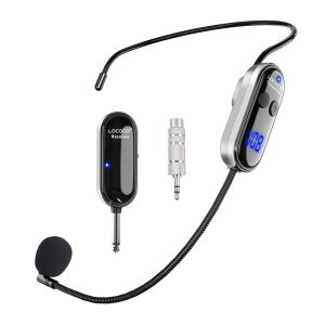 무선 마이크 헤드셋, UHF 무선 헤드셋 및 휴대용 2 in 1 마이크 시스템(LED 디지털 디스플레이 포함), 음성 증폭기용 165피트 범위 마이크, , 교육, 판촉, 토론