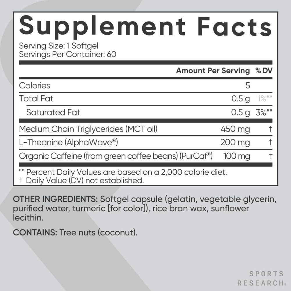 Sports Research L-<b>테아닌 카페인</b> 60 소프트젤