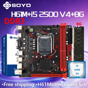 H61M DDR3-AX 마더보드 xeon+i5 2500 CPU+8G*1 완전 DDR3 듀얼 메모리 InteILGA1155 M.2 SATA2.0 SOYO HDMI VGA PCIE3.