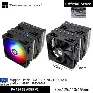 Thermalright Peerless Assassin 120 SE V2 컴퓨터 케이스 공기 냉각 라디에이터, 120x120x28mm 팬이 있는 LGA1851/1700/AM5/AM