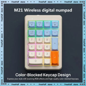 무선 디지털 숫자 키패드 M21, 듀얼 모드 연결, Type-C 포트, 컬러 블록 키캡