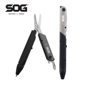 SOG 4 in 1 BATON Q1 멀티 도구 접이식 가위 EDC 전술 펜 다기능 휴대용 도구 포켓 드라이버 병따개