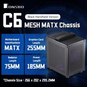 JONSBO PC C타입 ATX 전원용 미니 ITX 케이스, 휴대용 미니 데스크탑 메쉬 섀시 컴퓨터 PC 케이스, 200-255mm 그래픽 카드, C6 MATX